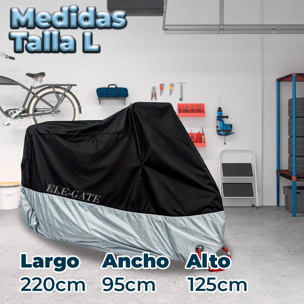 Funda Protectora para Motos y Bicicletas impermeable y con Repelente UV - L, PLATA
