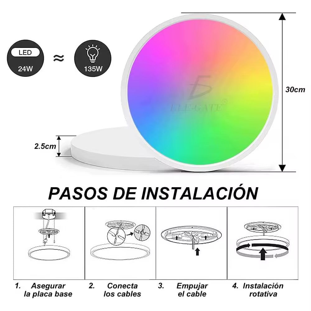 Smart Wifi Lámpara de techo 24W RGB Led Luz de techo
