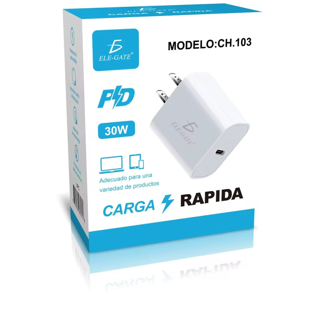 Cargador de 30W con Carga rápida y entrega de energía (PD)
