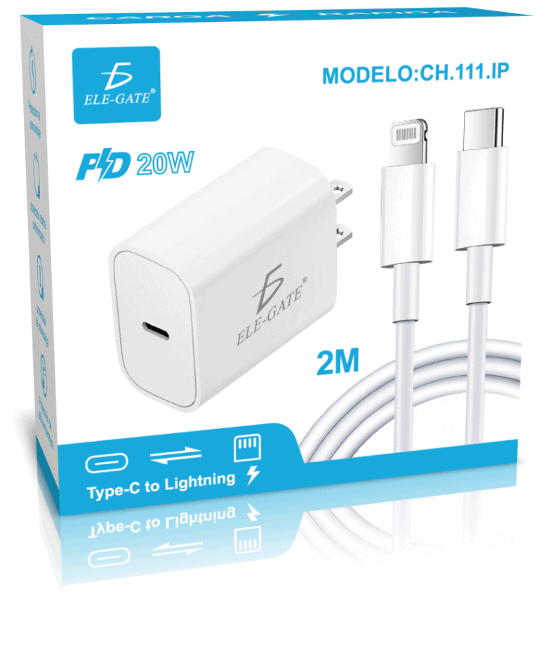 Kit de Carga Rápida: Cargador Tipo C de 20 W + Cable Tipo C a IP de 2 metros