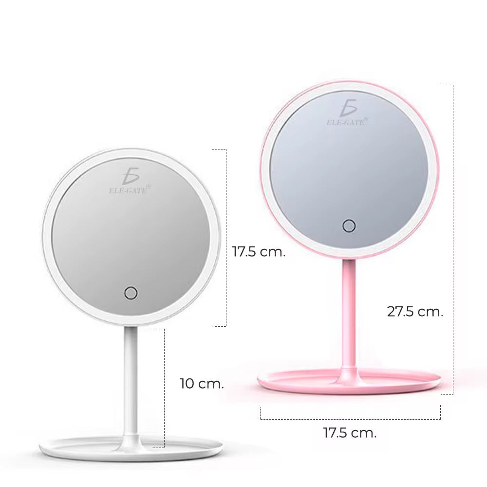 Anillo de luz LED 17,5 cm espejo de maquillaje portátil recargable