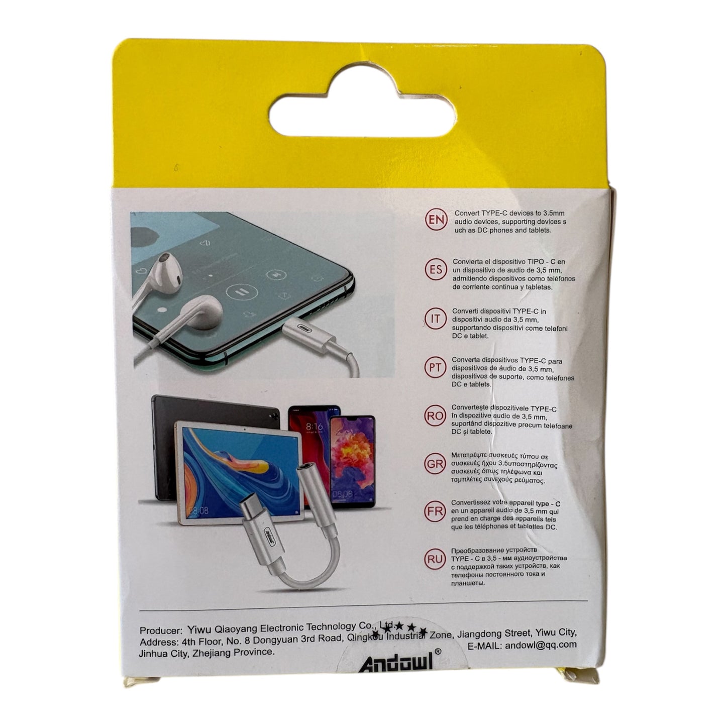 Adaptador de audio de a 3.5mm para auriculares y altavoces Tipo-C a DC