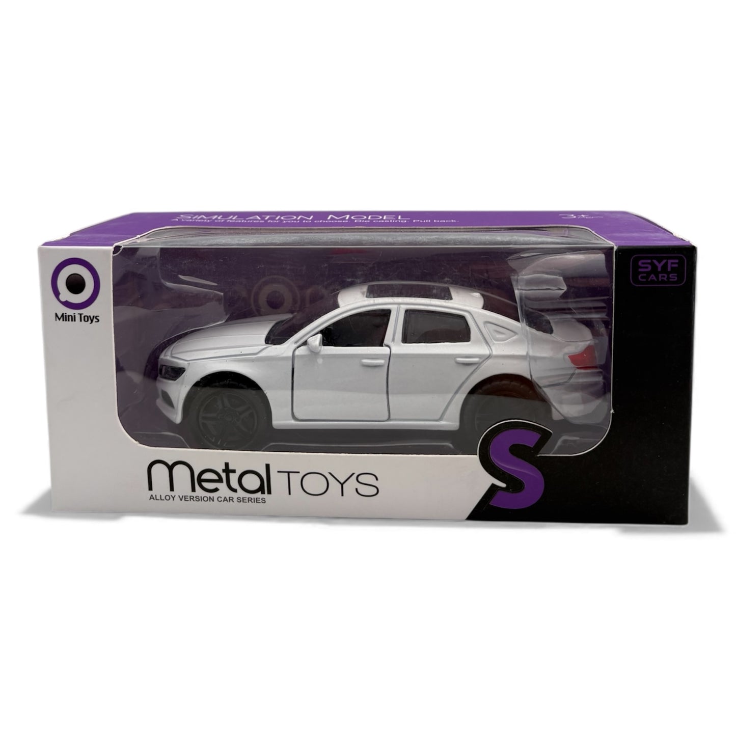 Coche de metal con puertas que se pueden abrir, estilo vintage