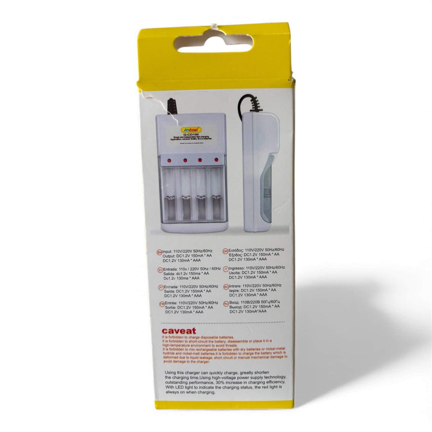 Cargador de batería universal de carga rápida ecológico con pantalla LED + 4 baterías recargables