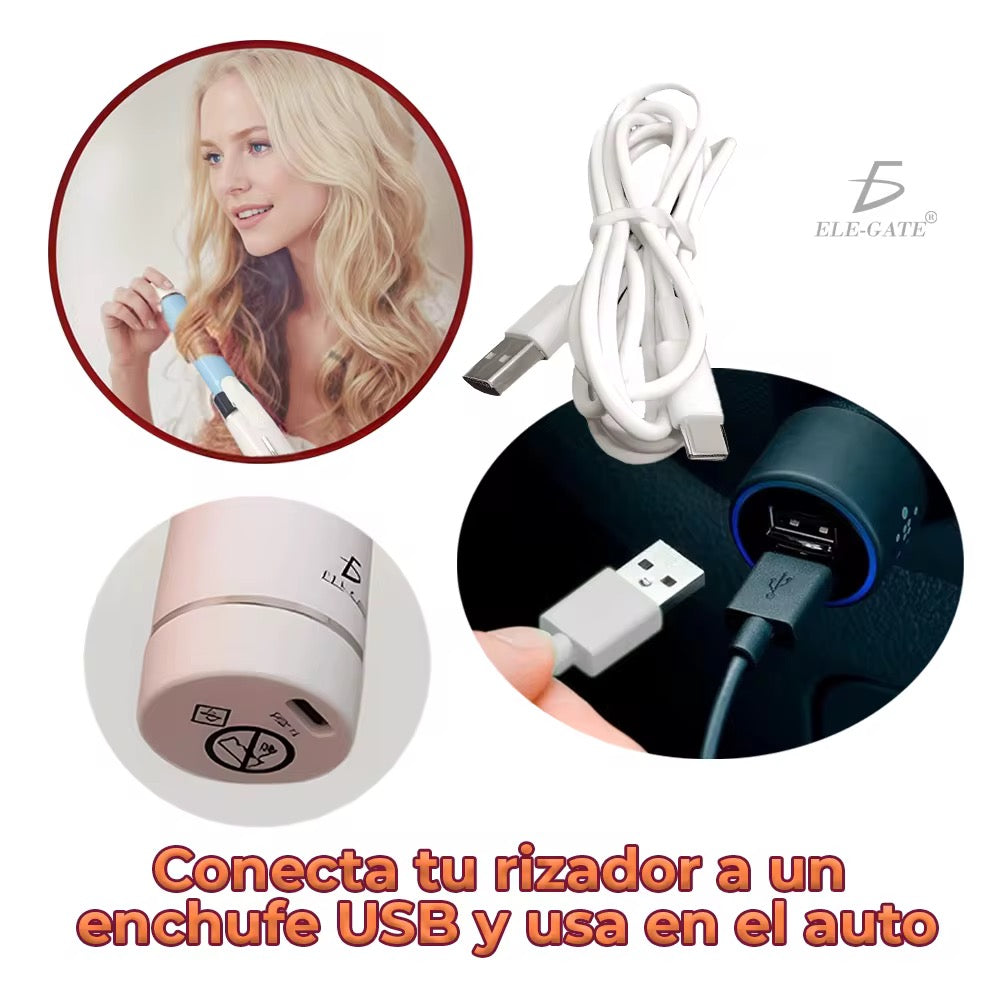 Rizador de pelo portátil para estilizar rizos y ondas