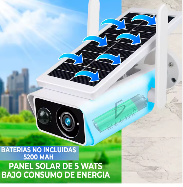 Cámara Wifi con panel solar full HD monitor inalámbrico