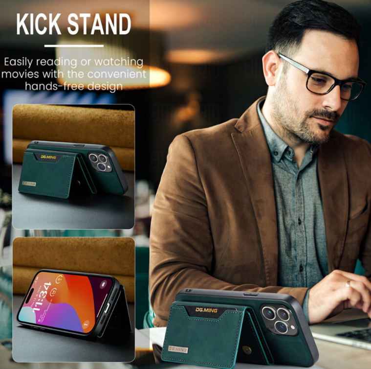 Funda de cuero PU succión magnética con tarjetero para iphone 14 y 15 (normal, pro, plus, pro max)