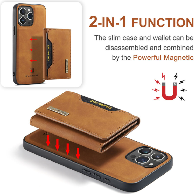 Funda de cuero PU succión magnética con tarjetero para iphone 14 y 15 (normal, pro, plus, pro max)