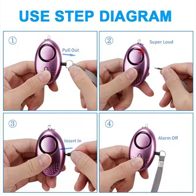 Alarma de seguridad personal con sirena para mujeres, niños