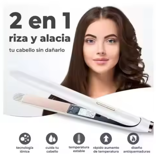 Plancha y rizador de cabello 2 en 1