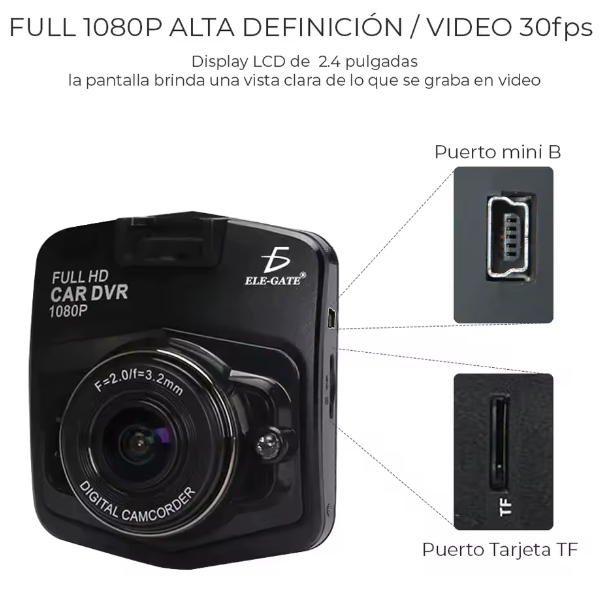 Cámara de seguridad para auto con sensor de movimiento y Full HD