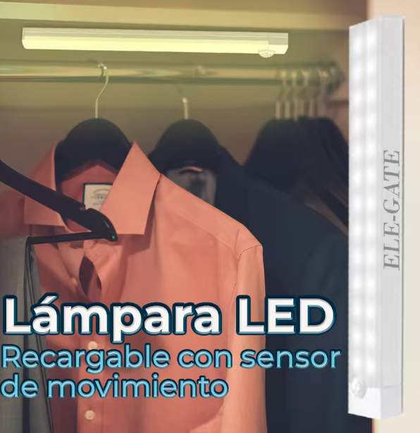 Lámpara LED recargable con sensor de movimiento y regulador de brillo (20 cm)