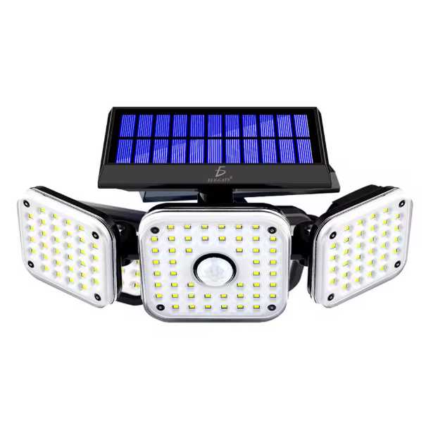 Lámpara solar 3 cabezales y sensor de movimiento para exteriores