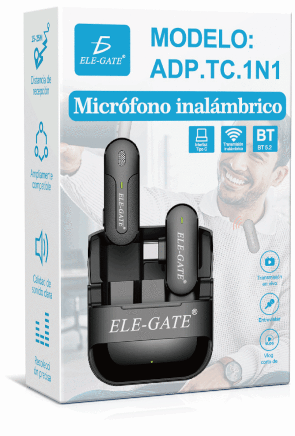 Micrófono Lavalier Inalámbrico Tipo C – Grabación de Audio Manos Libres