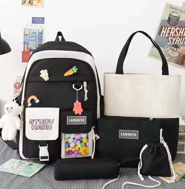 Mochila escolar juego de 5 piezas