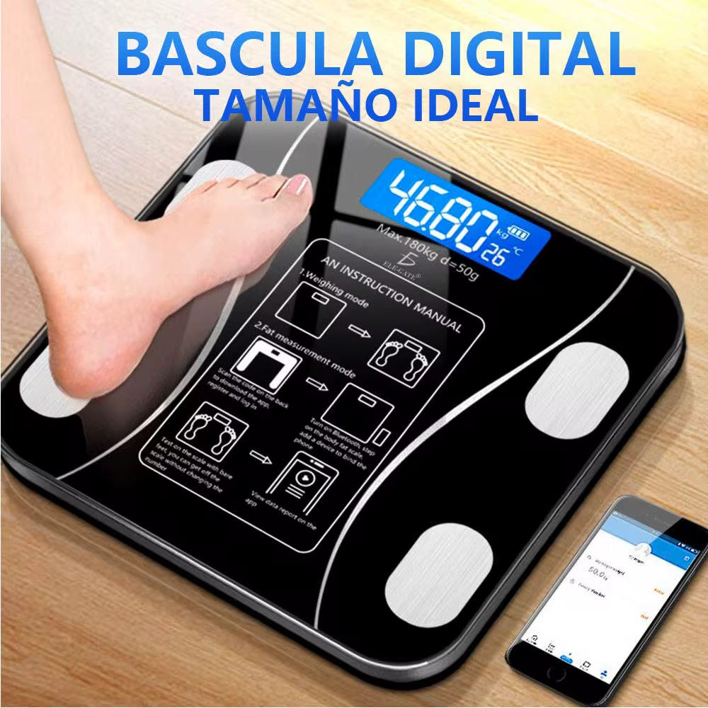 Báscula digital inteligente con aplicación de control de peso y carga USB