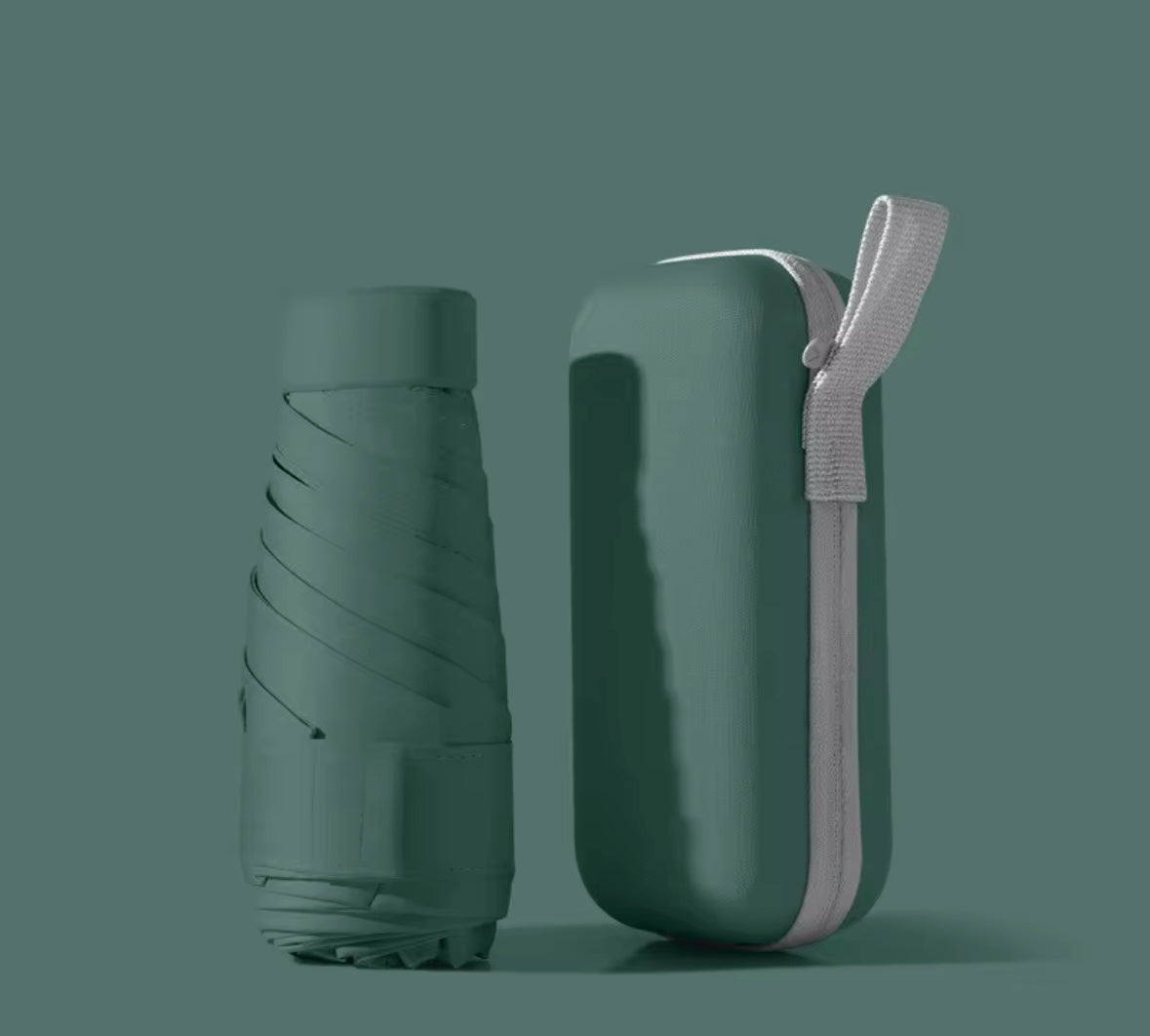 Paraguas portátil de cinco pliegues con estuche anti UV con estuche para viajes