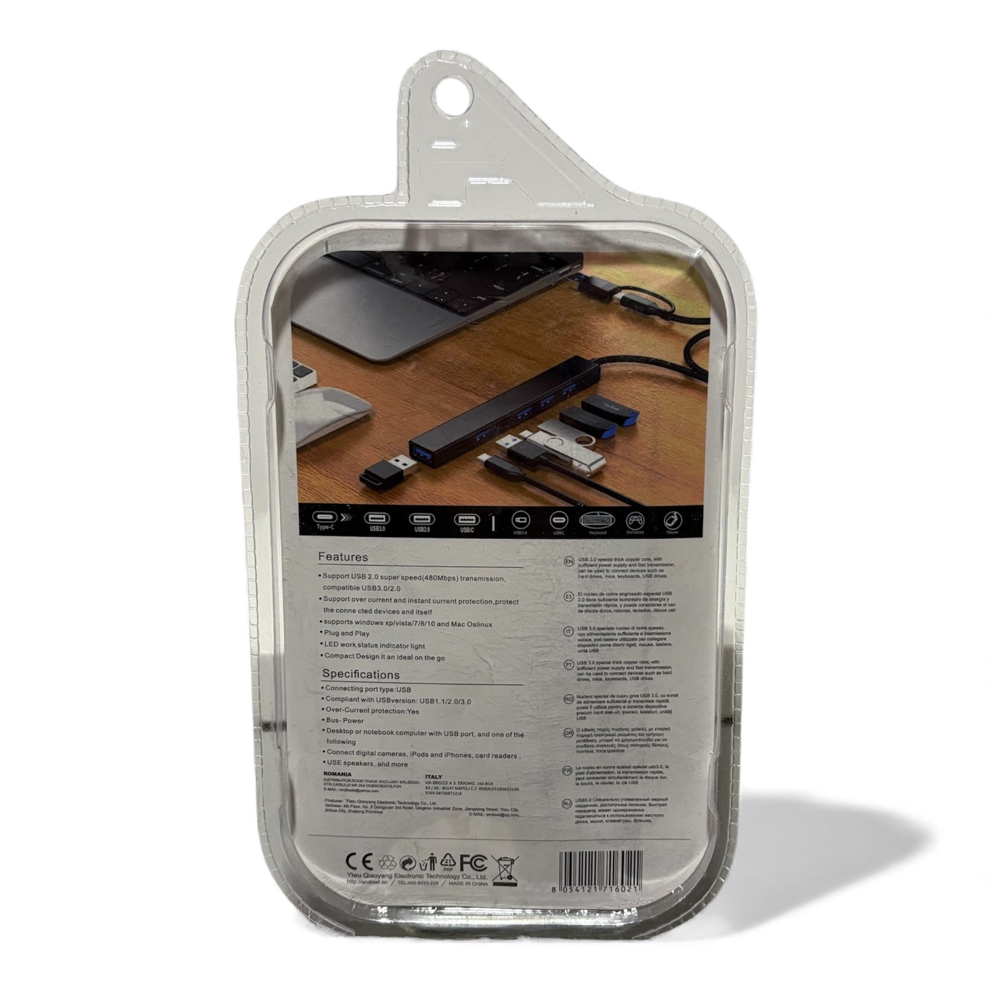 Hub USB 3,0 de 7 puertos con interfaces tipo C resolución 4K