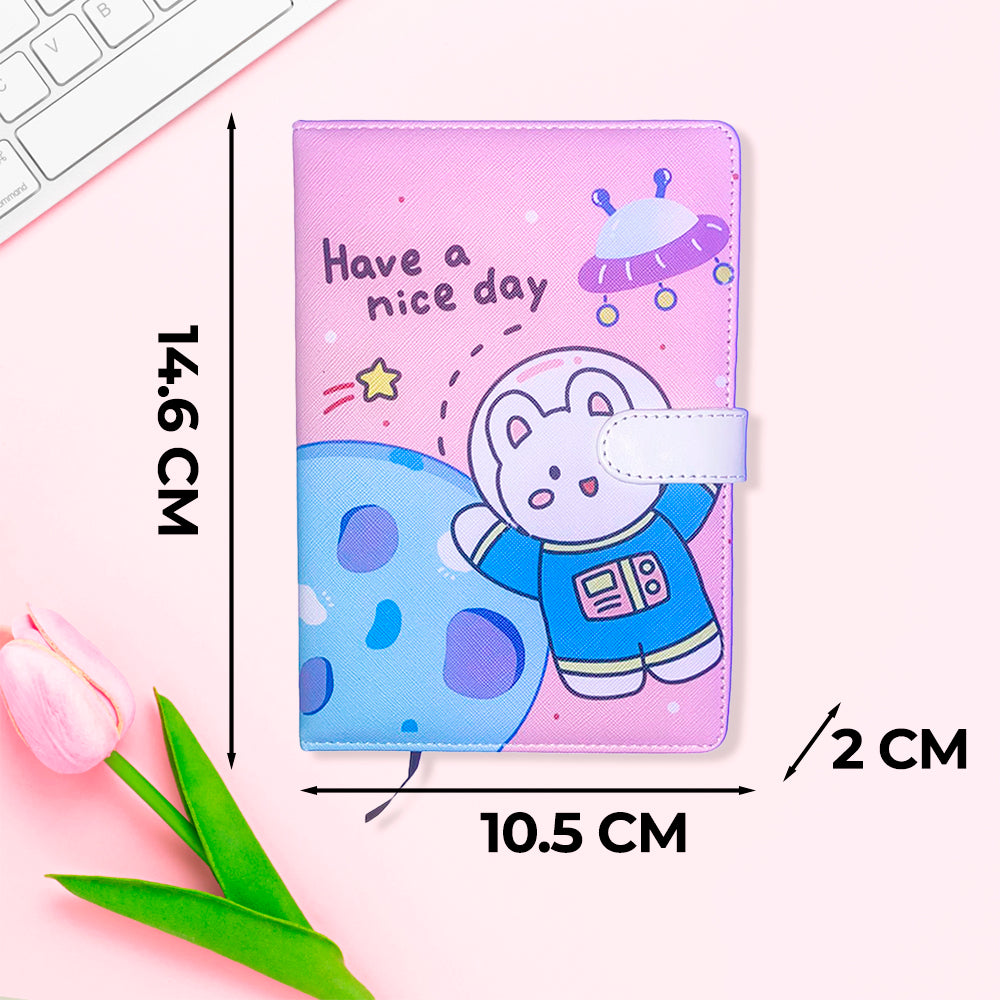 Cuaderno Kawaii de 100 Hojas con Pasta Acolchonada y Cierre Magnético