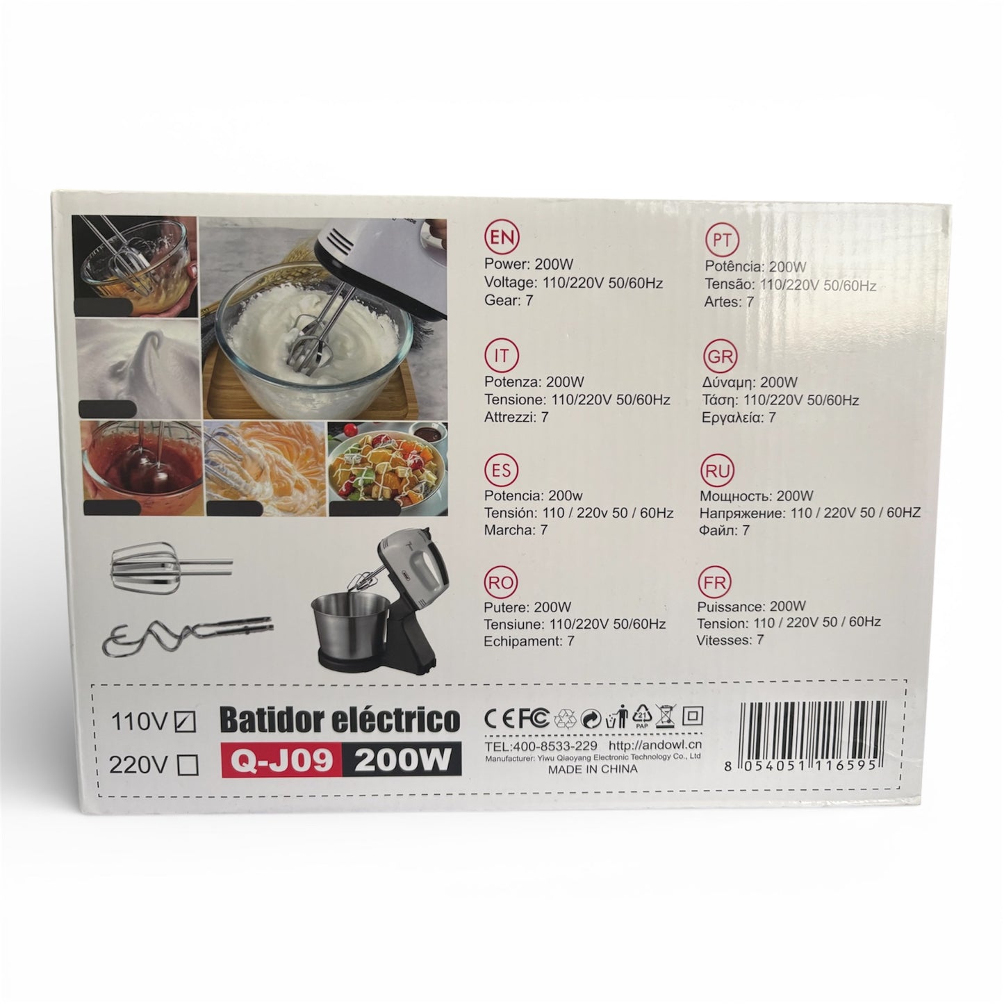 Batidora de Mano Eléctrico 110V 200W 7 Velocidades