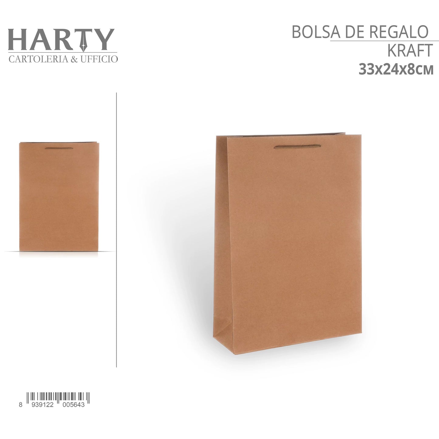 Bolsa de regalo de papel Kraft de 33*24*8