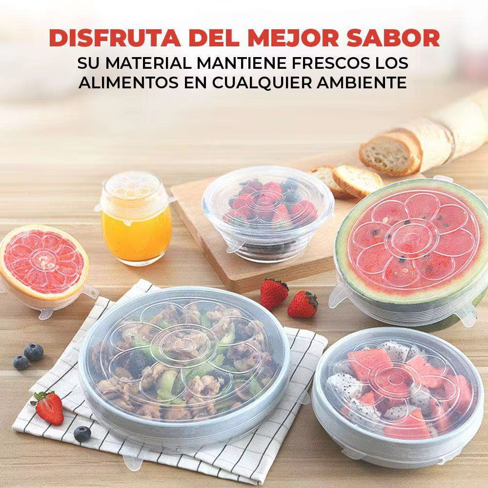 Tapas herméticas de silicona flexibles reutilizables 6 piezas