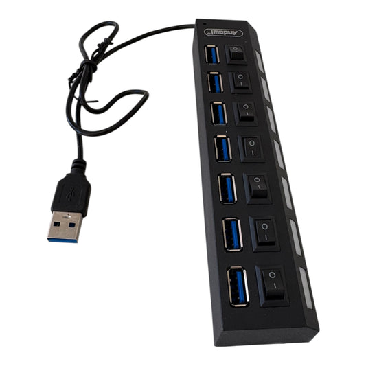 Adaptador de concentrador USB 3.0 de 7 puertos para carga rápida y transferencia de datos