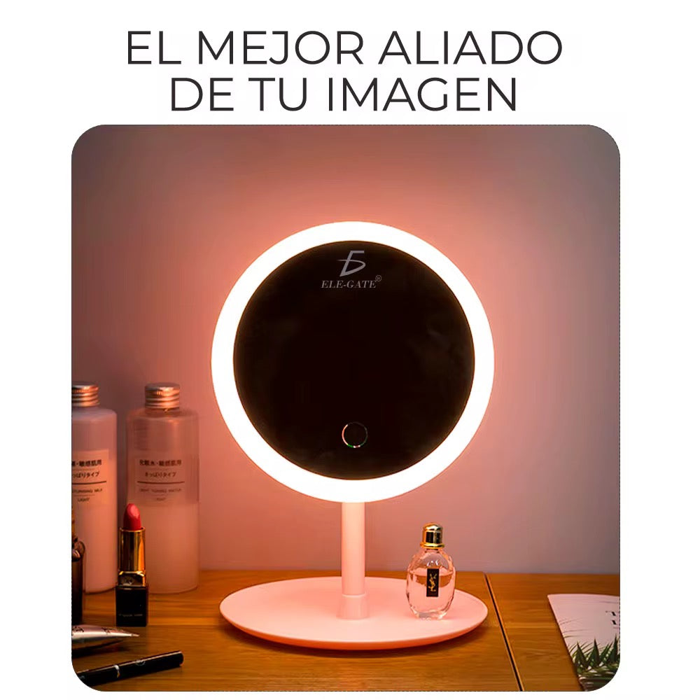Anillo de luz LED 17,5 cm espejo de maquillaje portátil recargable