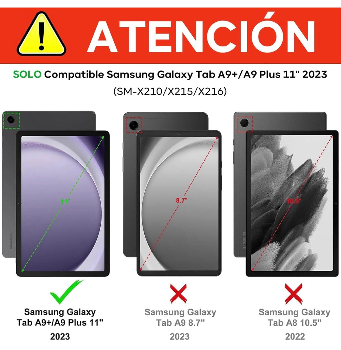 Funda Teclado + Mica + mouse P/galaxy Tab A9 Plus X210
