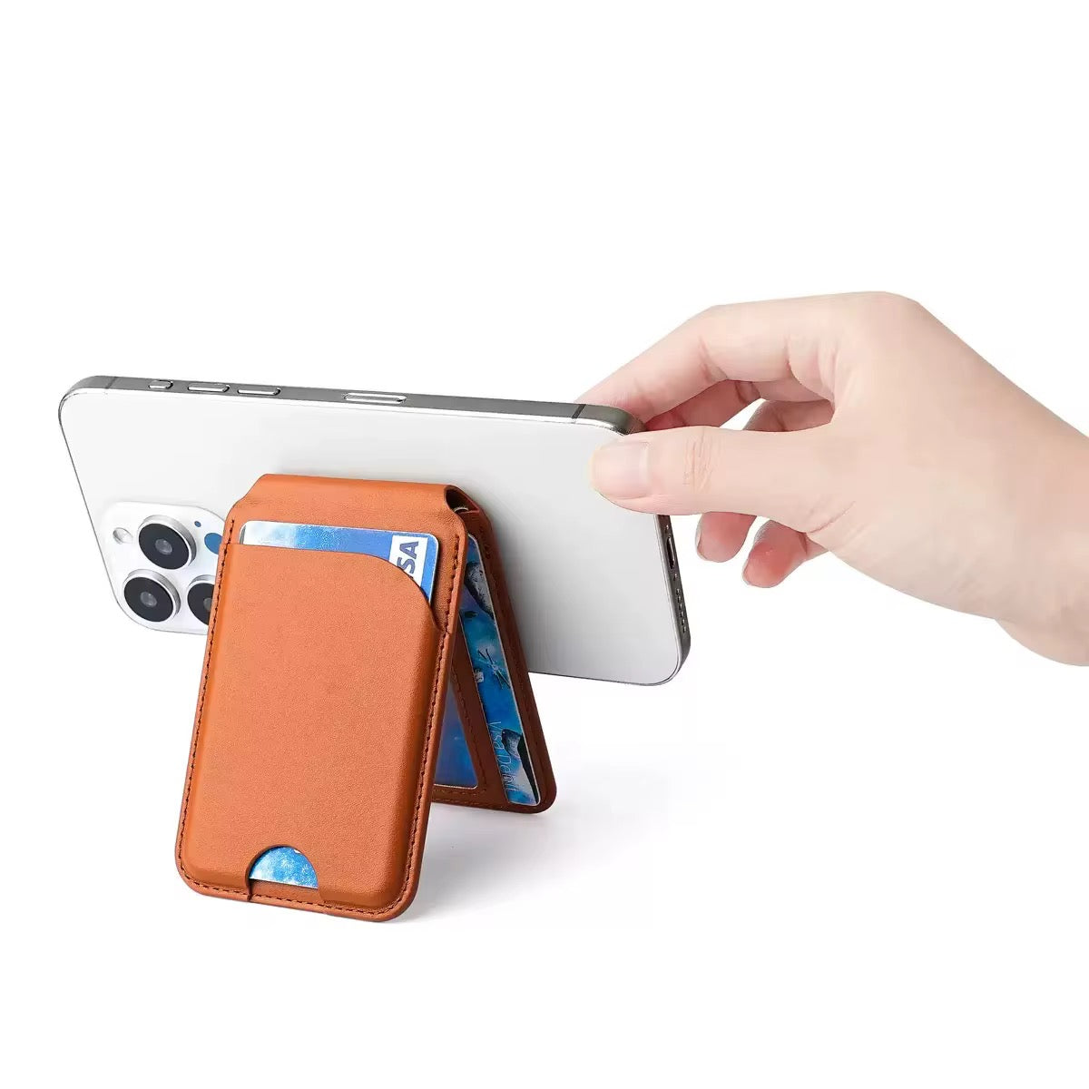 Tarjetero de cuero magnético MagSafe para celular