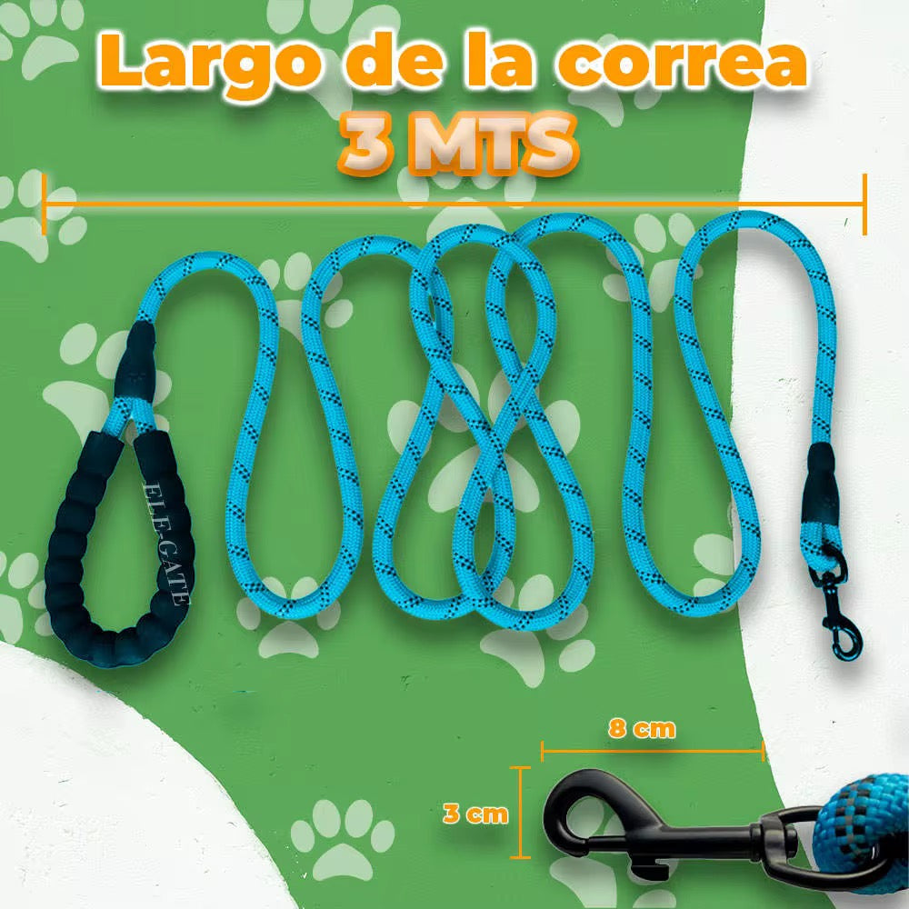 Correa de perro resistente de 3 metros con asa acolchada