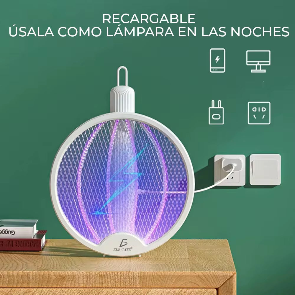 Matamoscas eléctrico recargable con luz UV 2 en 1