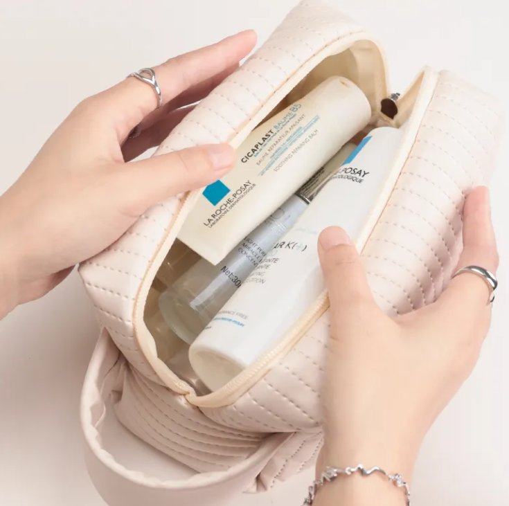 Bolsa de cosméticos de piel para viaje