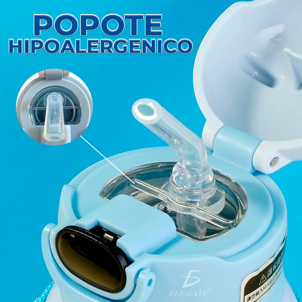 Botella de Agua con Tapa de Popote Térmicas de Acero Inoxidable 22 Onzas