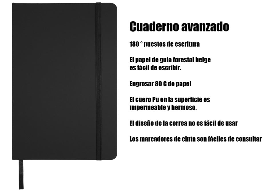 Libreta tipo moleskine de poliuretano + 1 boligrafo