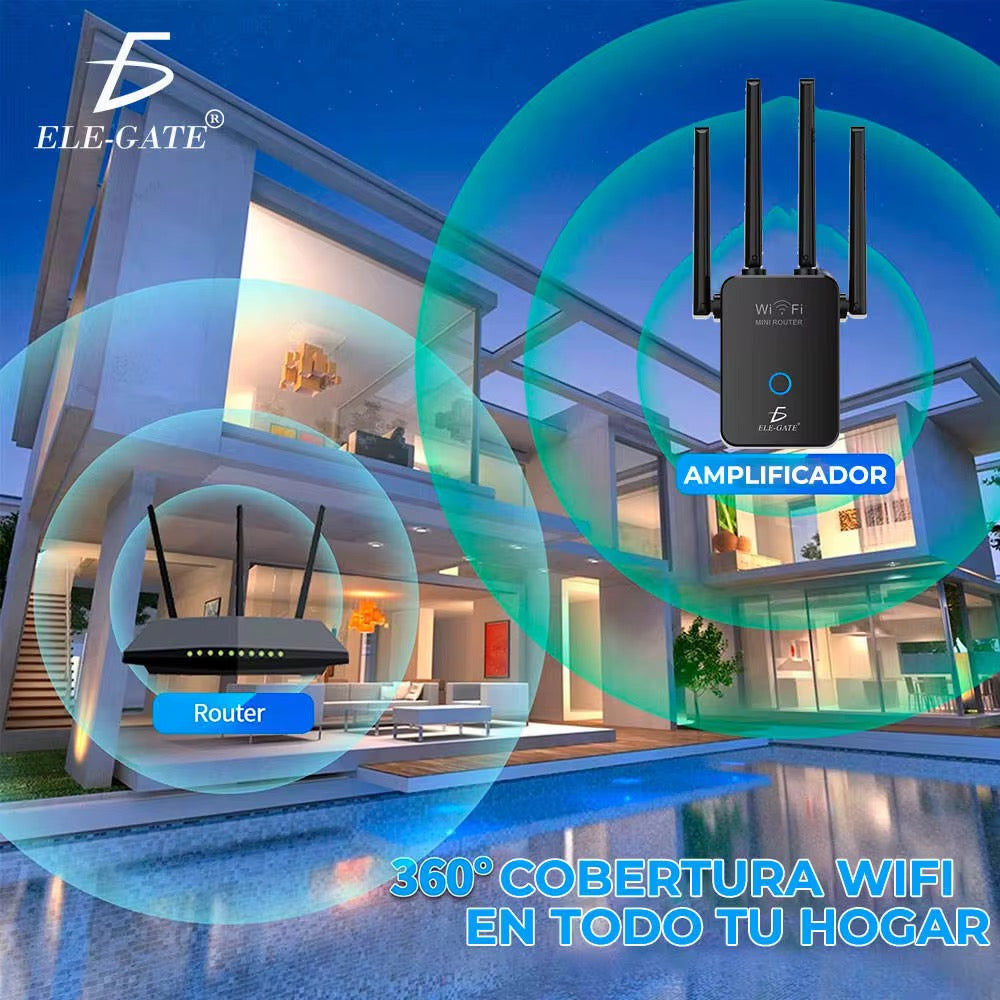 Repetidor Wifi 2,4G Amplificador de señal 1200Mbps 110/230V Wps