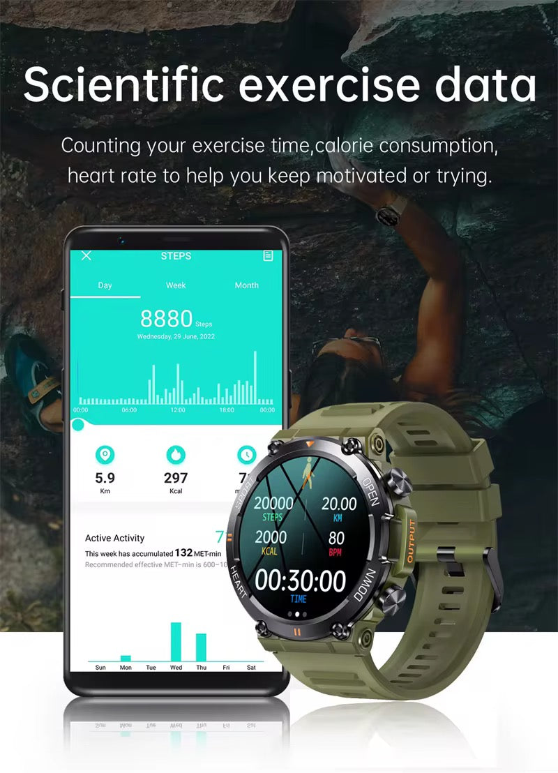 K56 Pro Sports Smart Watch Podómetro Oxígeno en la sangre Presión arterial Monitoreo del ritmo cardíaco Bt Call Dafit App Smartwatch