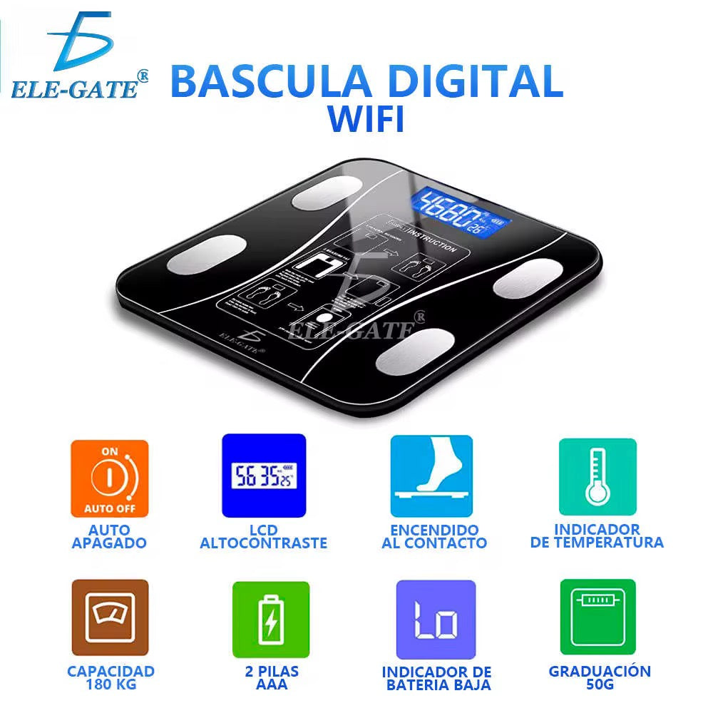 Báscula digital inteligente con aplicación de control de peso y carga USB
