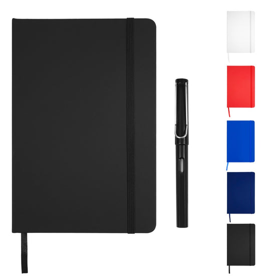 Libreta tipo moleskine de poliuretano + 1 boligrafo