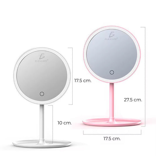 Anillo de luz LED 17,5 cm espejo de maquillaje portátil recargable
