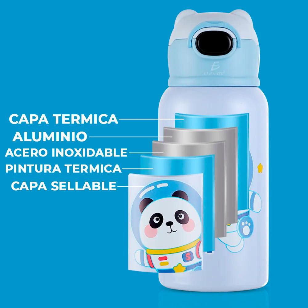 Botella de Agua con Tapa de Popote Térmicas de Acero Inoxidable 22 Onzas