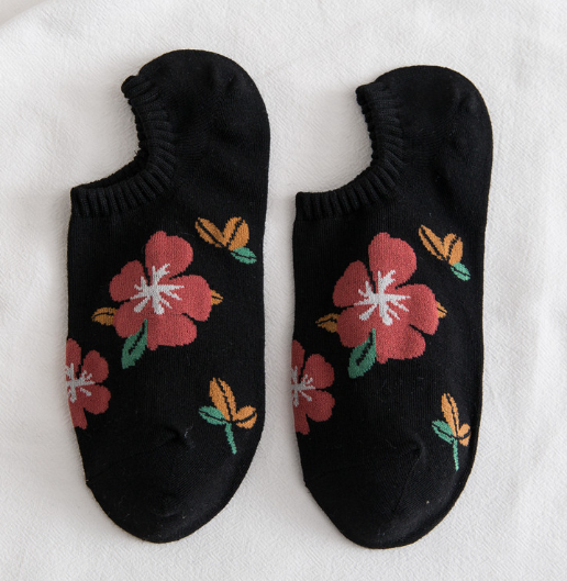 Calcetines cortos de algodón para damas con estampado (Compra minima 4 pares)