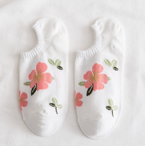 Calcetines cortos de algodón para damas con estampado (Compra minima 4 pares)