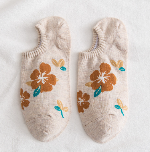 Calcetines cortos de algodón para damas con estampado (Compra minima 4 pares)