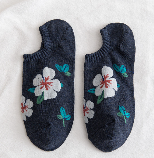 Calcetines cortos de algodón para damas con estampado (Compra minima 4 pares)