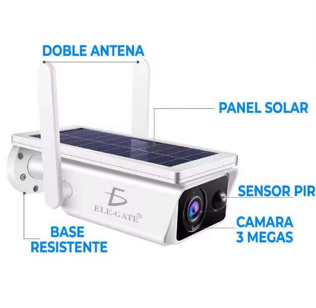 Cámara Wifi con panel solar full HD monitor inalámbrico