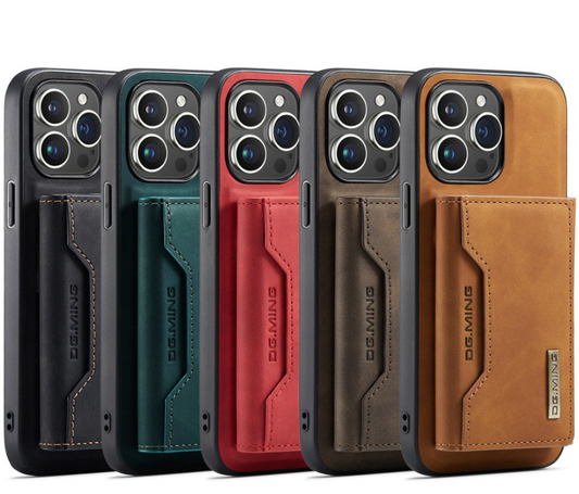 Funda de cuero PU succión magnética con tarjetero para iphone 14 y 15 (normal, pro, plus, pro max)