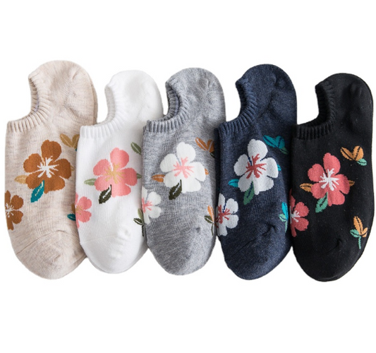 Calcetines cortos de algodón para damas con estampado (Compra minima 4 pares)