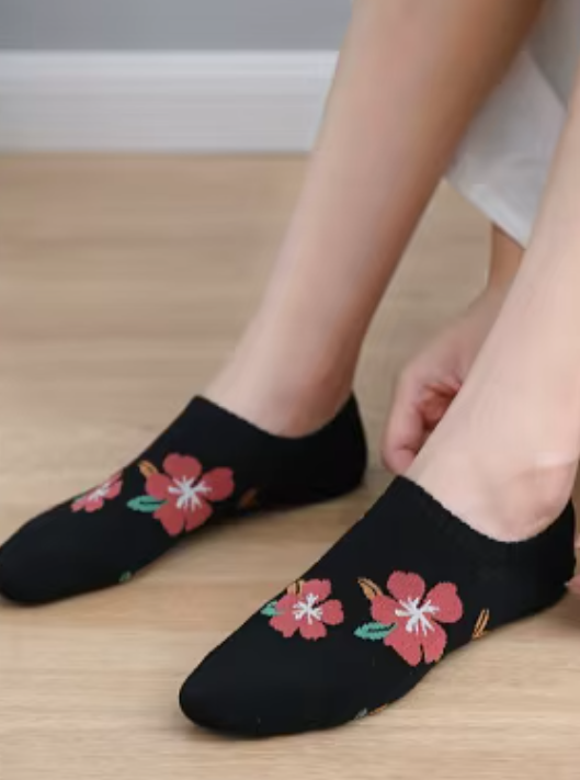 Calcetines cortos de algodón para damas con estampado (Compra minima 4 pares)