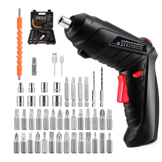 Destornillador Eléctrico Recargable kit de 47 Piezas